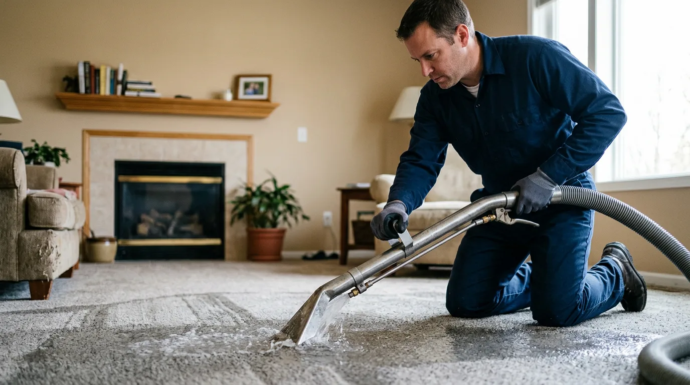 Water damage restoration technician working near Peachland, NC